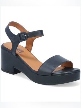 NWT Miz Mooz Gillie black leather platform block heel sandals shoes 38 7.5 8